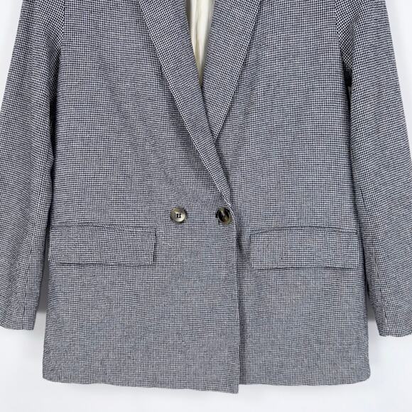 Zara Women's Academia Houndstooth Oversize Blazer Jacket Small Black White - Picture 4 of 15